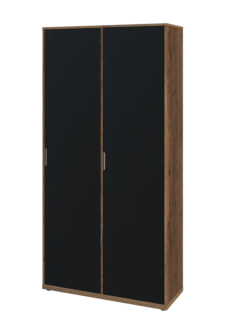 KSR6-81 P skříň šatní, 2x výsuvné ramínko, 2053x1022x400 mm, provedení pravé, dub halifax cínový/černá